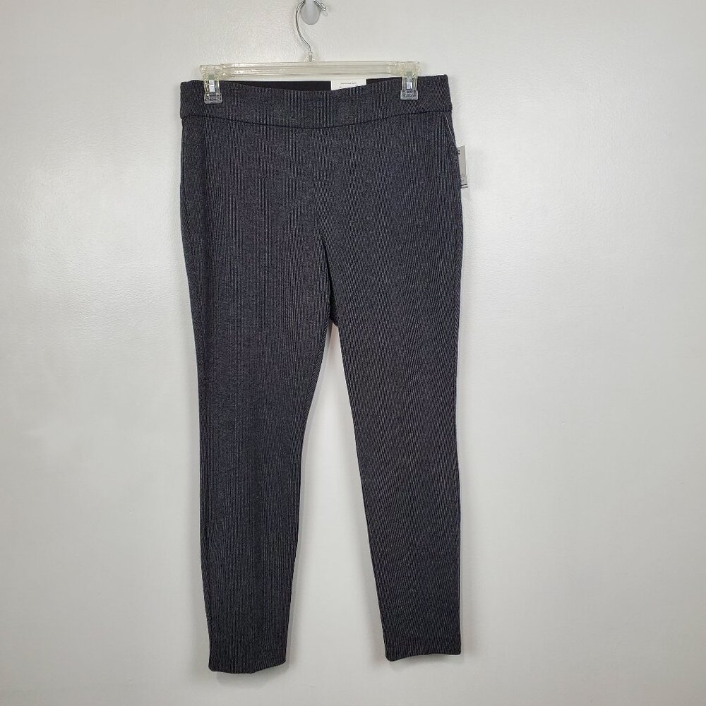 Ophelia Roe Pin Stripe High Rise Skinny Ponte Pull-On Pants NEW NWT Size L